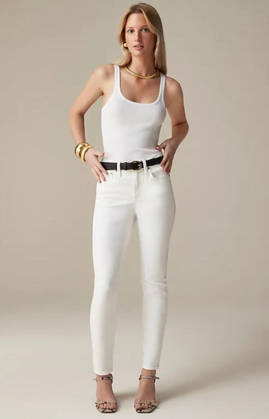 NWT J. Crew 9" Toothpick Jean In White Wash Cruise Vacation Preppy 26P